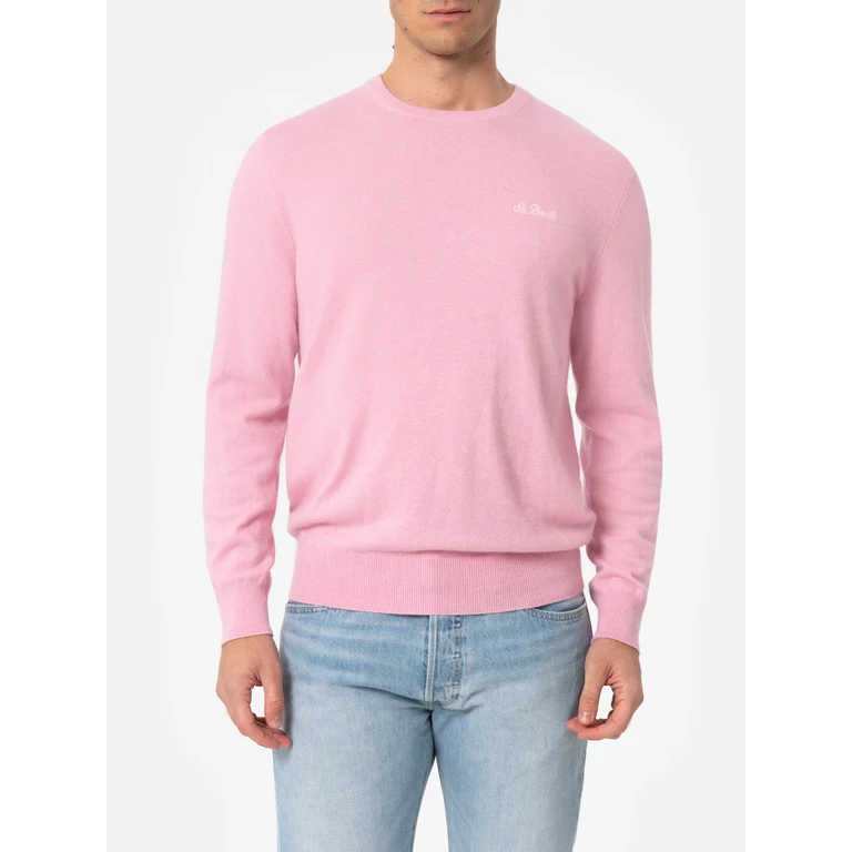 Mc2 Saint Barth Crewneck Sweater Regent Pink Blended Cashmere - Men