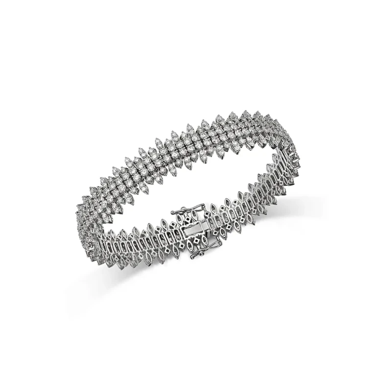 Luxe Collection Diamond Statement Bracelet in 14K White Gold, 10.0 tcw