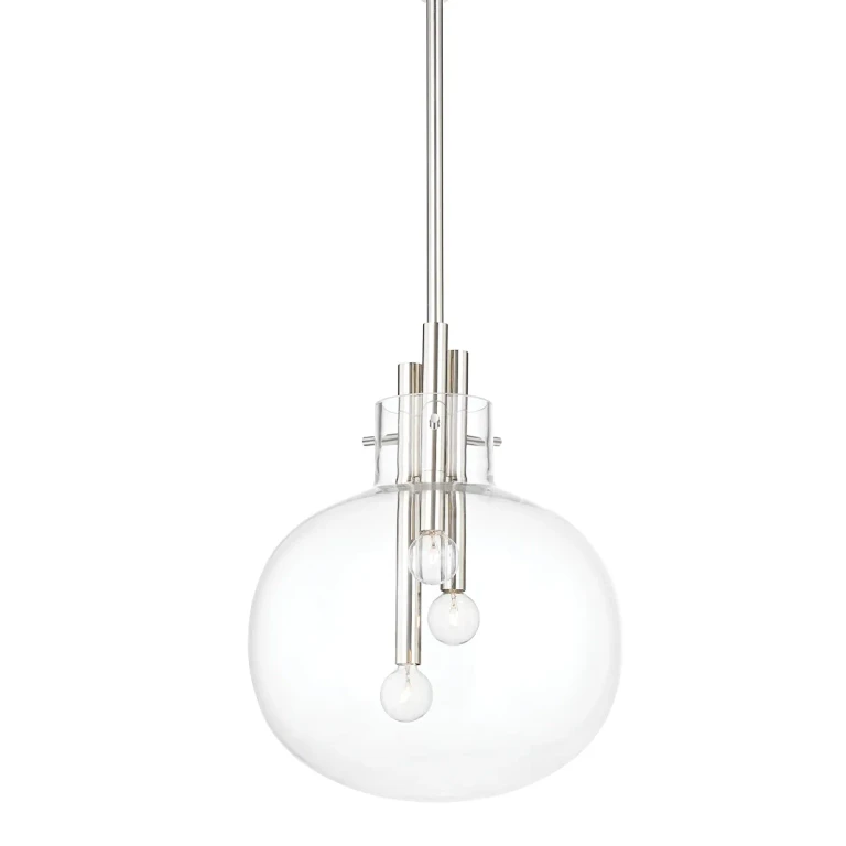 Polished Nickel Three Light Pendant from the Hempstead Collection
