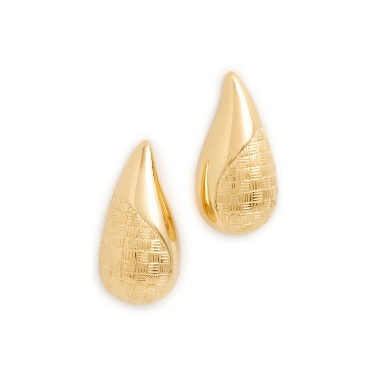 Gwen Beloti Woven Wave Tear Drop Earrings Gold One Size