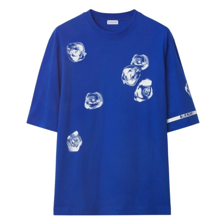 Burberry Rose Print Cotton Jersey T-Shirt