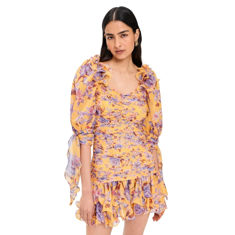 PatBO Peony Mini Dress Yellow 10