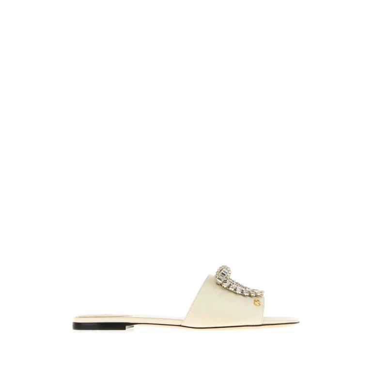 Valentino Garavani Ivory Leather Slippers