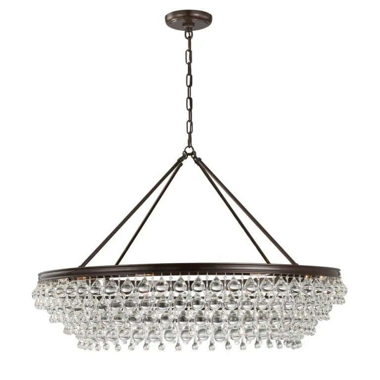 Calypso 8-Light 26" Transitional Chandelier in Vibrant Bronze with Clear Glass Drops Crystals