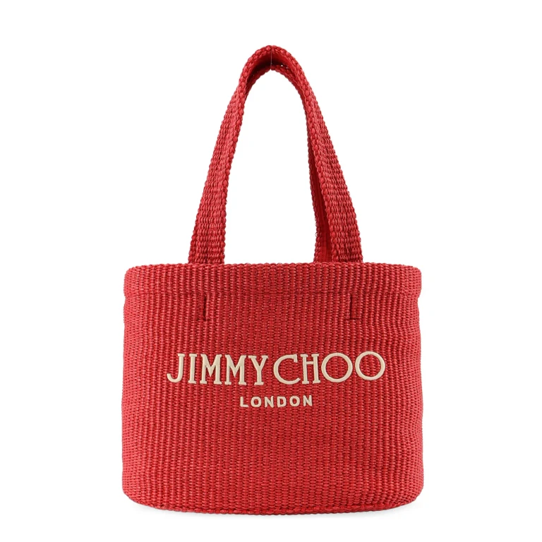 Jimmy Choo Raffia Shopping Bag With Lettering Logo On The Front