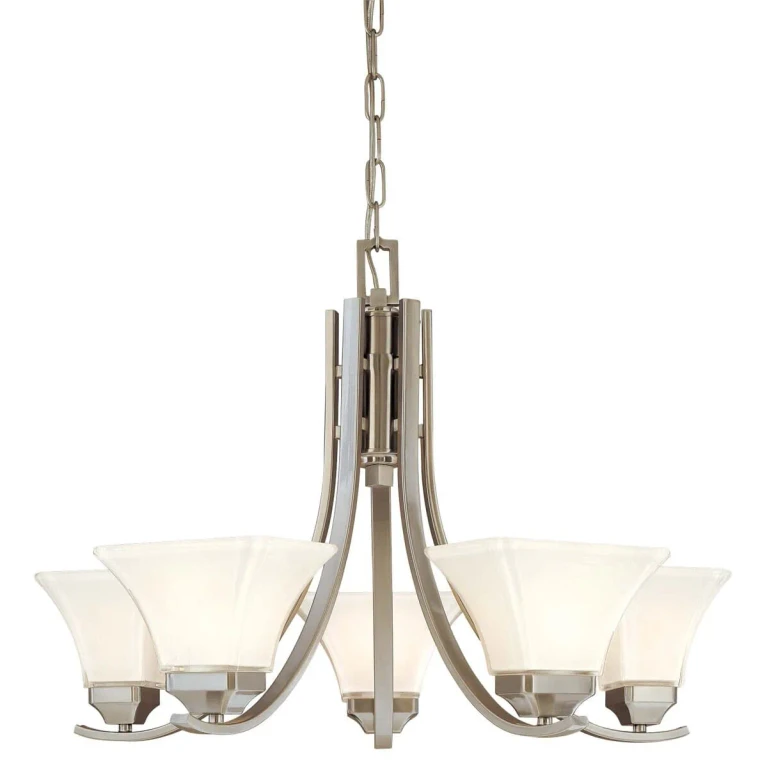 Agilis 5-Light 27" Contemporary Chandelier in Brushed Nickel