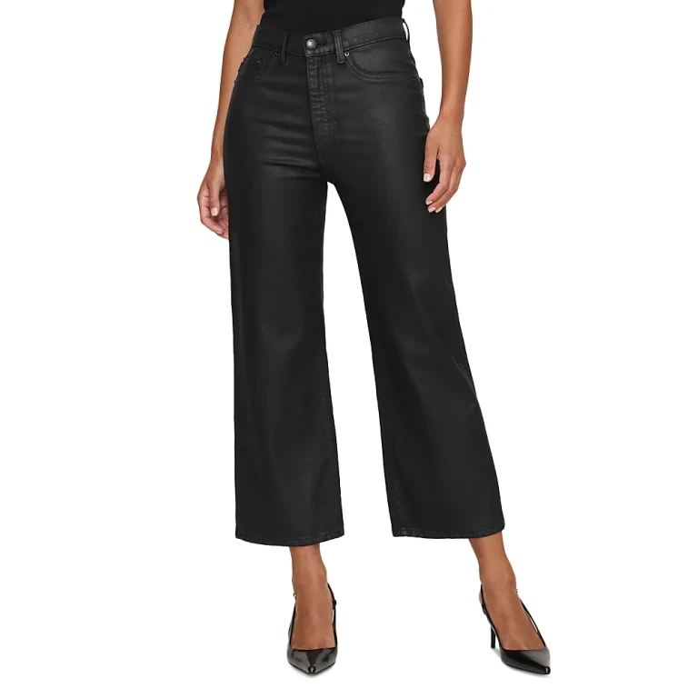 DL1961 Karmine Refined Wide Leg Jeans in Black Coated