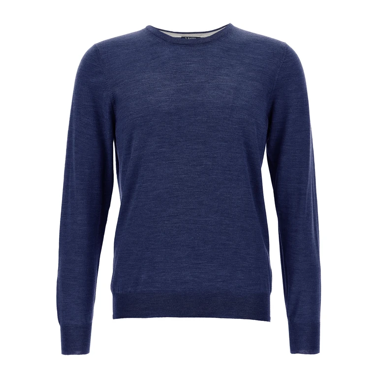 Barba Crew-Neck Sweater Blue Sweater, Cardigans - Men