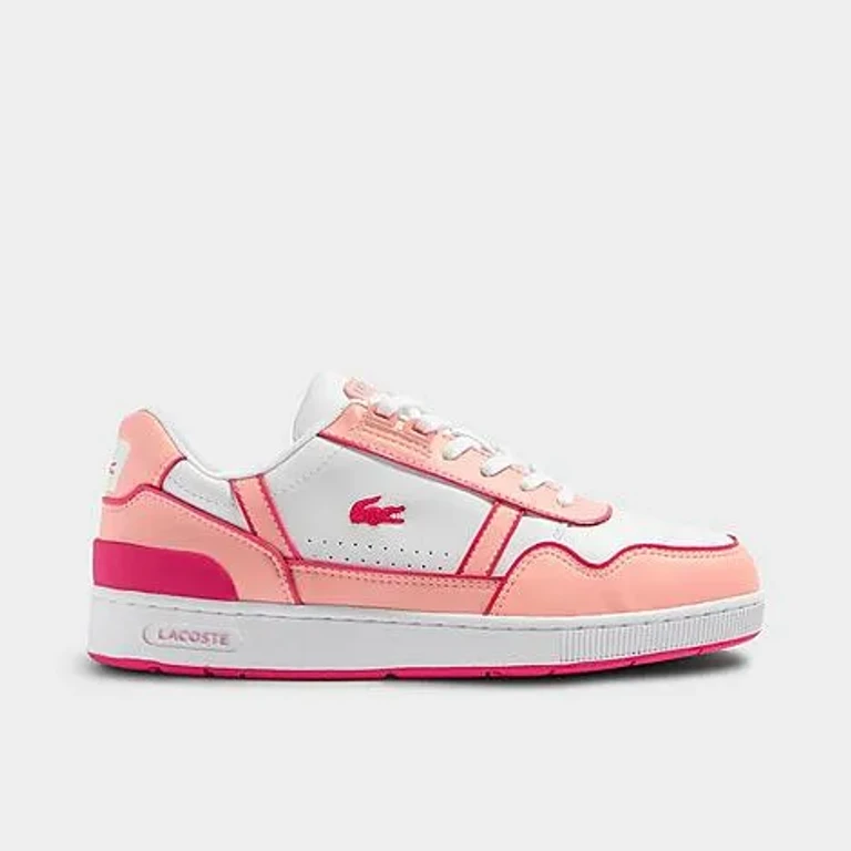 Big Kids T-Clip Lace Closure Casual Shoes in Open White/Pink Size: 3.0