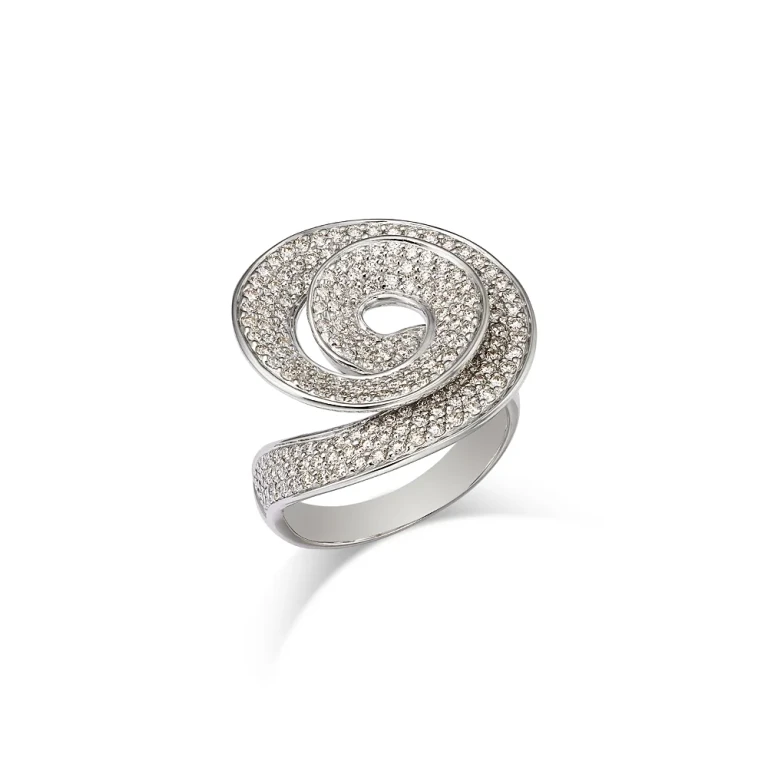 Diamond Swirl Ring in 14K White Gold, 1.50 tcw