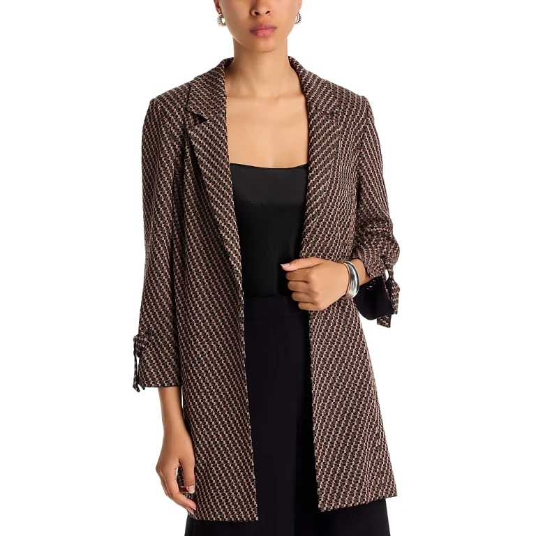 Misook Jacquard Knit Three Quarter Sleeve Jacket