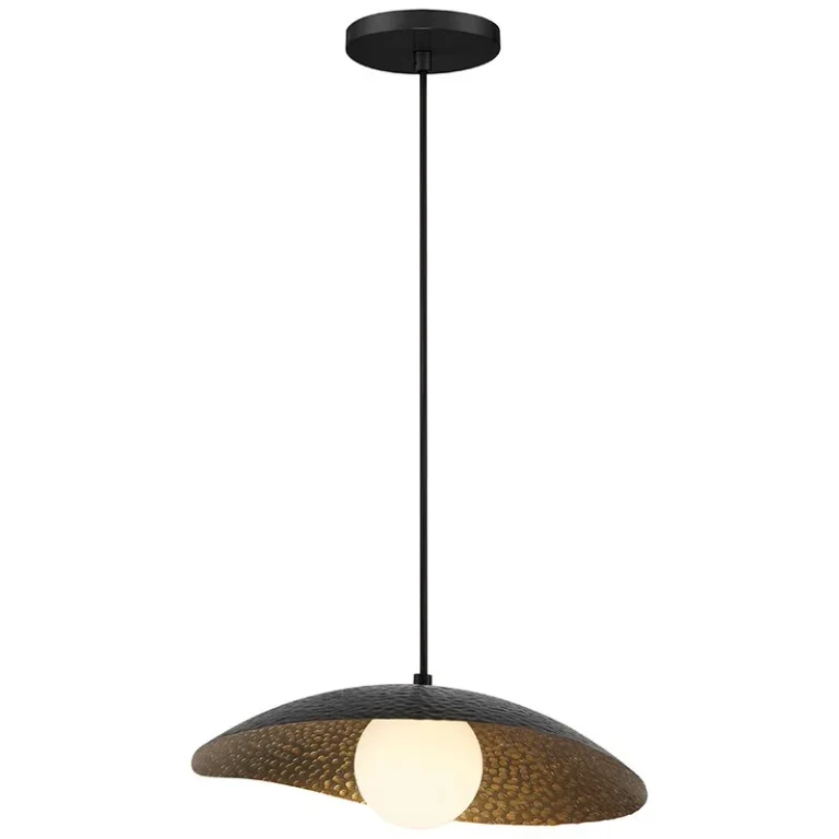 Black with Antique Brushed Brass LED Pendant from the Yates Collection
