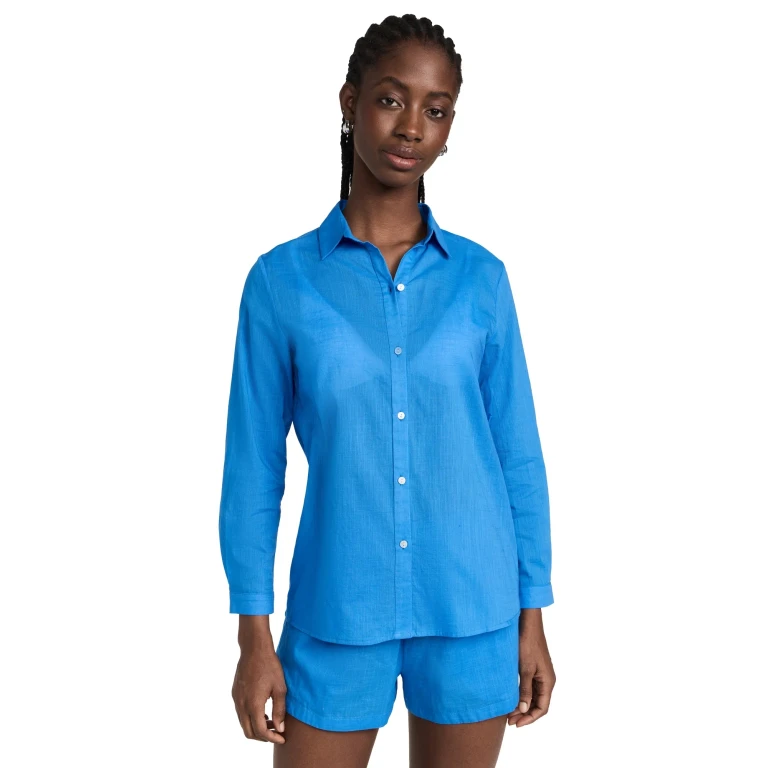 Playa Lucila Button Down Shirt Blue M