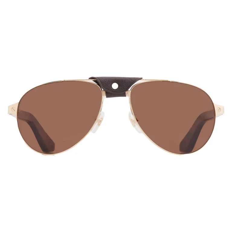 Cartier Santos de Cartier Polarized Brown Pilot Mens Sunglasses CT0495S 004 59