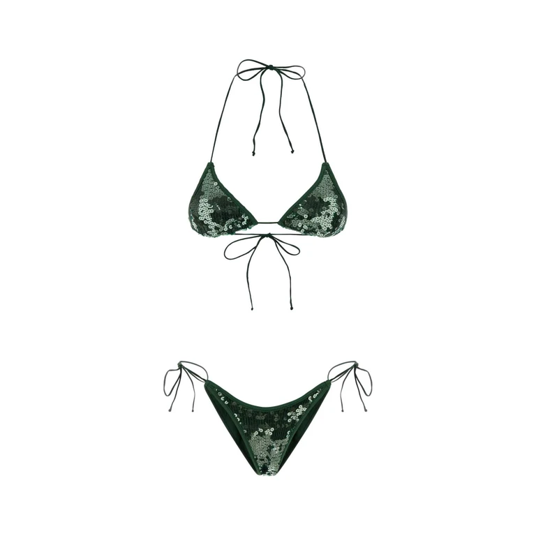 Oseree Embellished Polyester Marylin Bikini Green Costumi Da Bagno - Women