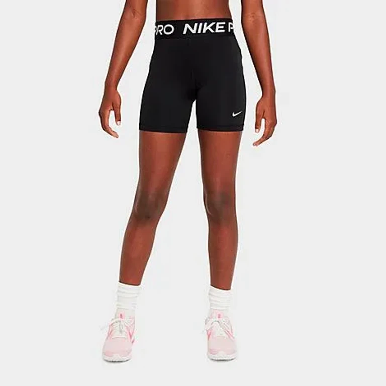 Nike Girls' Big Kids Pro High-Waisted Bike Shorts in Black Size: XS