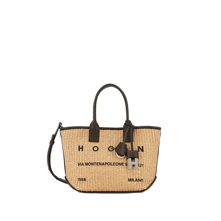 Hogan Bags Beige Straw Leather Trim - Women