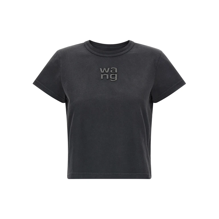 T By Alexander Wang Hotfix Logo T-shirt Black Cotton - Women