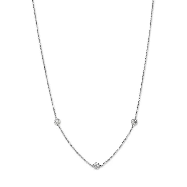 Diamond Bezel Station Collar Necklace in 14K Gold, 0.50 tcw