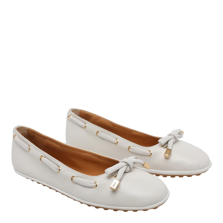 Tod's Tods Flat shoes White Calf Leather/rubber Sole - Women