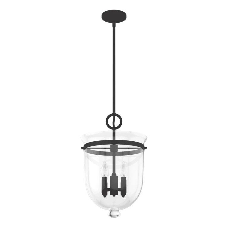 Natural Black Iron Four Light Pendant from the Belltown Collection