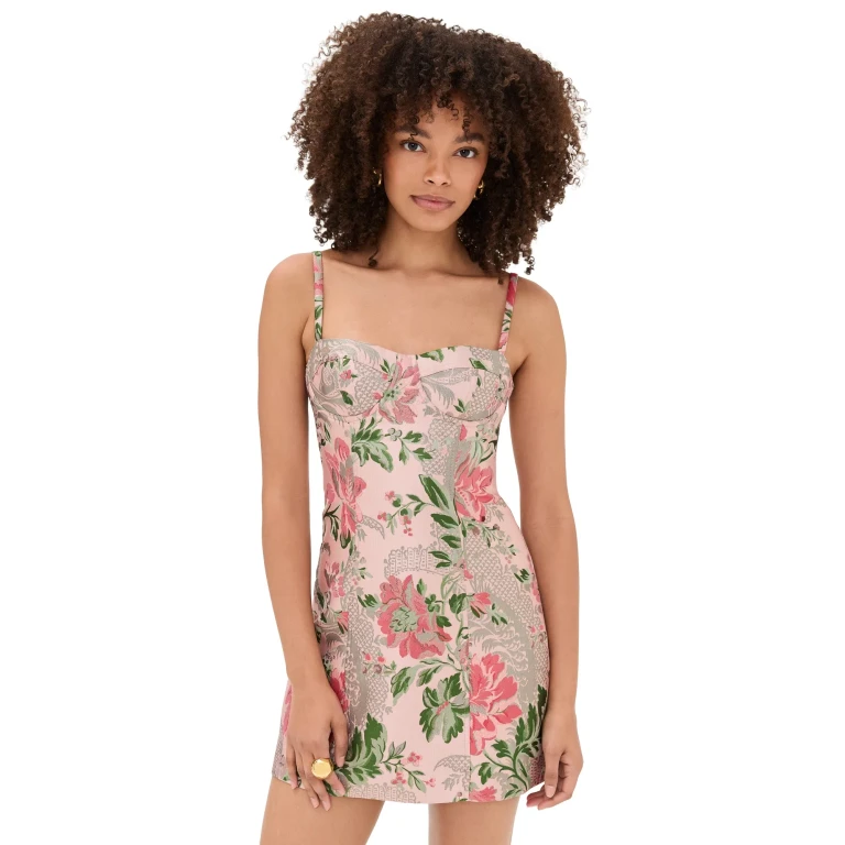 Cara Cara Claudine Mini Dress Jacquard PinkFlower 12