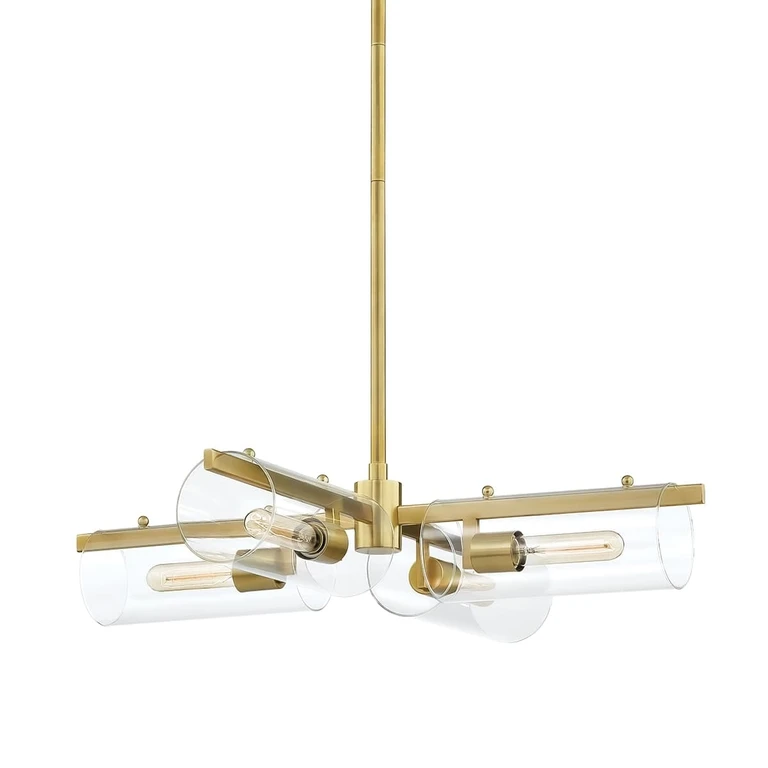 Aged Brass Four Light Chandelier from the Ariel Collection
