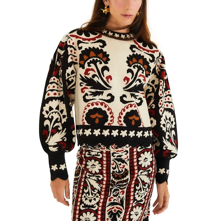 Farm Rio Winter Tapestry Stripes Sweater