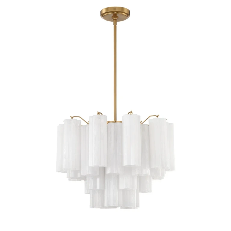 Aged Brass Six Light Chandelier from the Addis Collection
