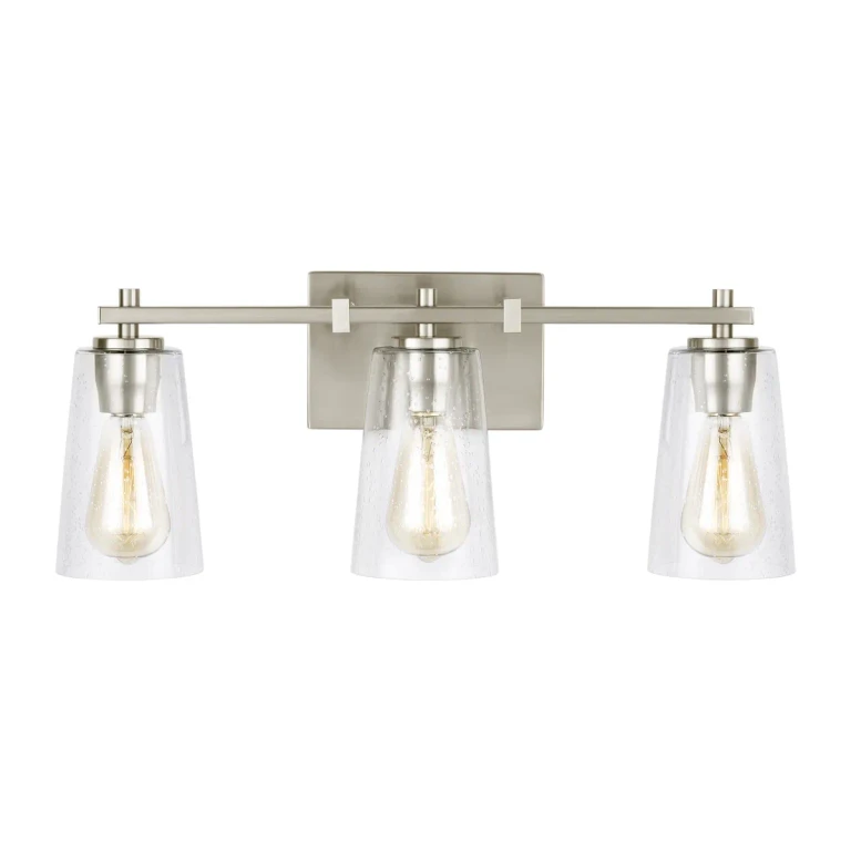 Visual Comfort Studio Mercer 3-Light Bathroom Vanity Light in Satin Nickel by Sean Lavin
