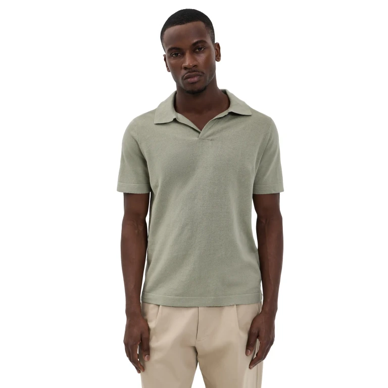 NN07 Ryan Cotton Linen Polo Navy Blue XXL