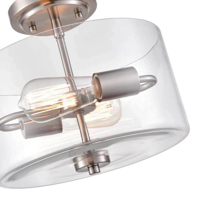 Brushed Nickel Two Light Semi-Flush Mount from the Verlana Collection