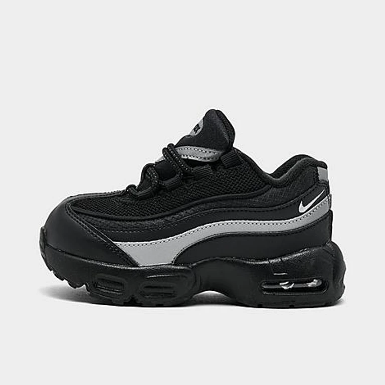 Nike Kids Toddler Air Max 95 Recraft Casual Shoes in Black/Metallic Silver Size: 4.0