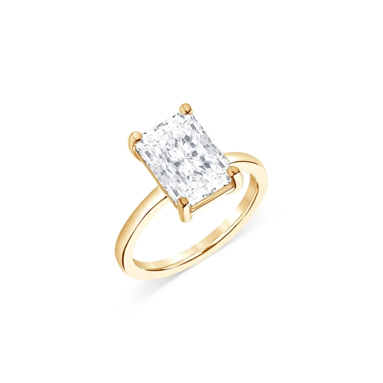 Certified Lab Grown Radiant-Cut Diamond Engagement Ring in 18K Yellow Gold, 3.0 tcw