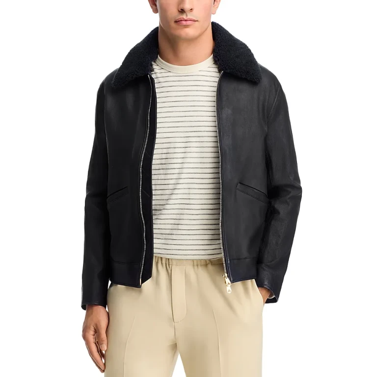 Paul Smith Shearling Collar Leather Jacket