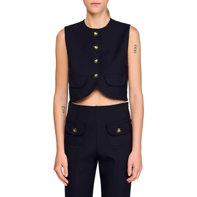 Sandro Buttoned Crop Top