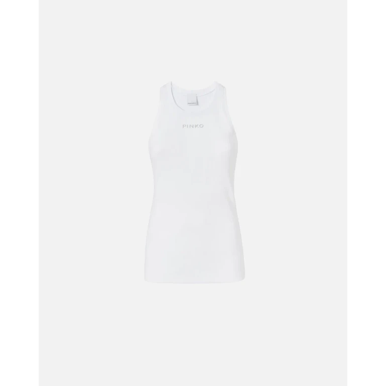 Pinko Canotta costolata con logo