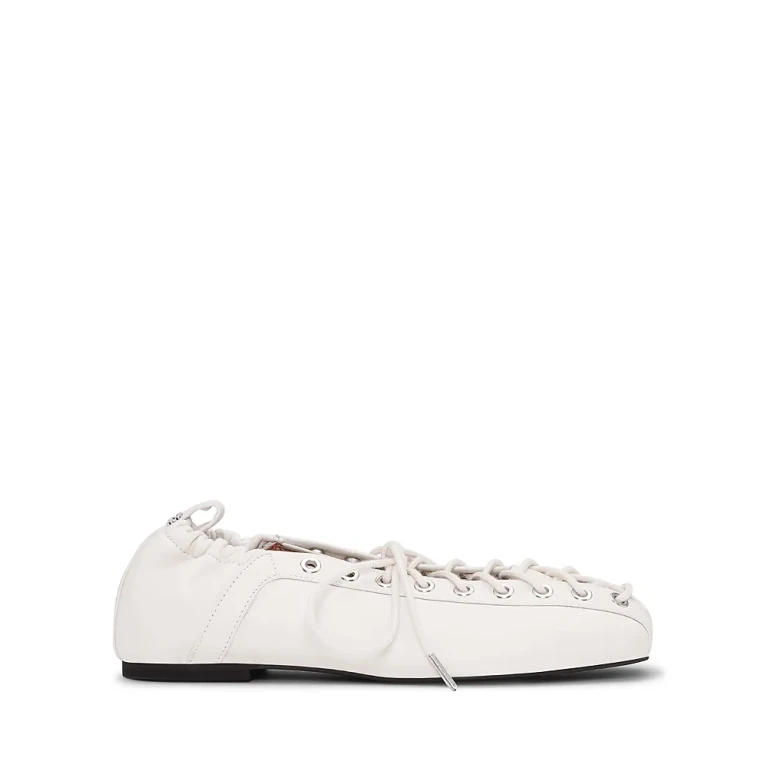 Ganni Eyelet Lace Up Ballet Flats