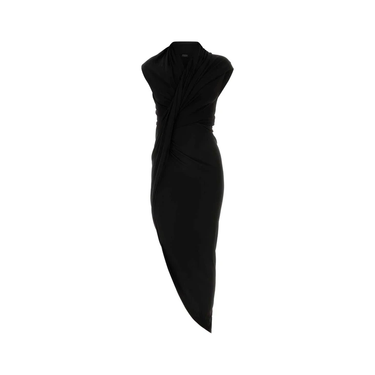 Balenciaga Black Stretch Crepe Dress Exterior: Viscose Elastane Abiti - Women