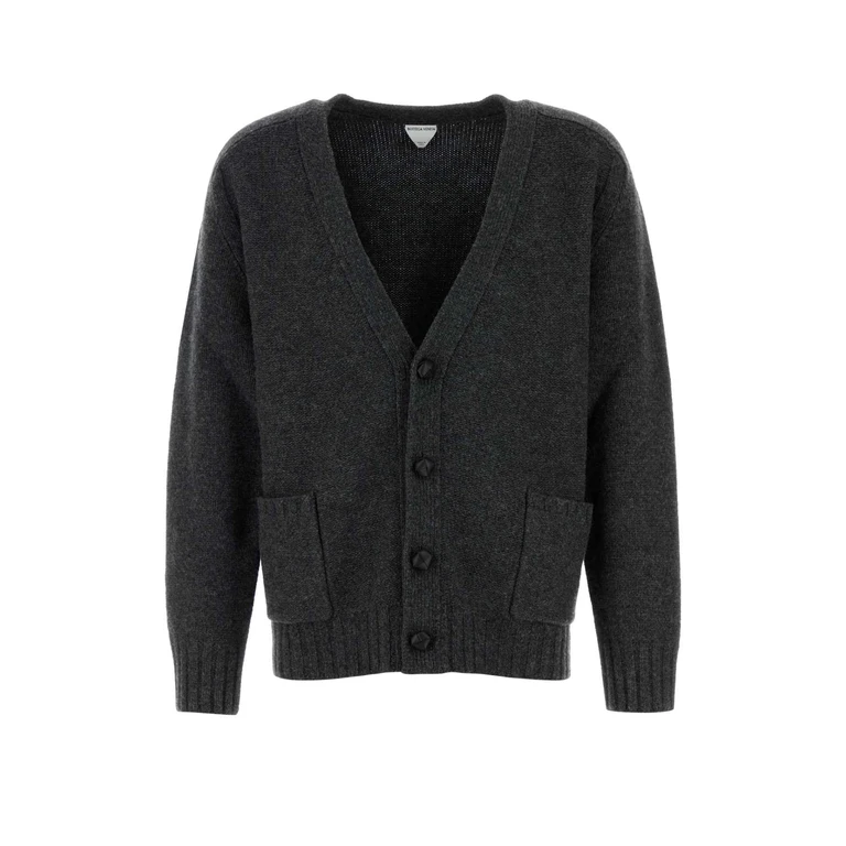 Bottega Veneta Charcoal Wool Cardigan Anthracite Exterior: Maglieria - Men