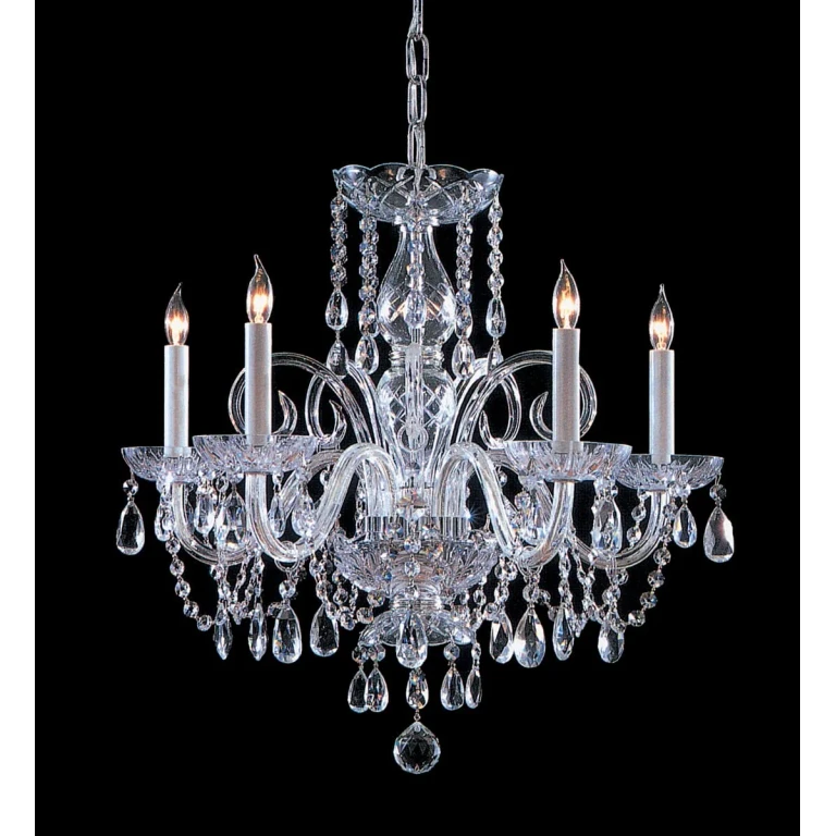 Traditional Crystal 5-Light 21" Traditional Chandelier in Polished Chrome with Clear Hand Cut Crystals