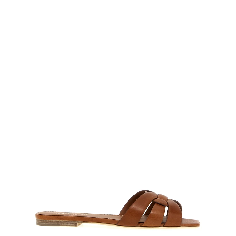 Saint Laurent Brown Calfskin Slides Shoe - Women