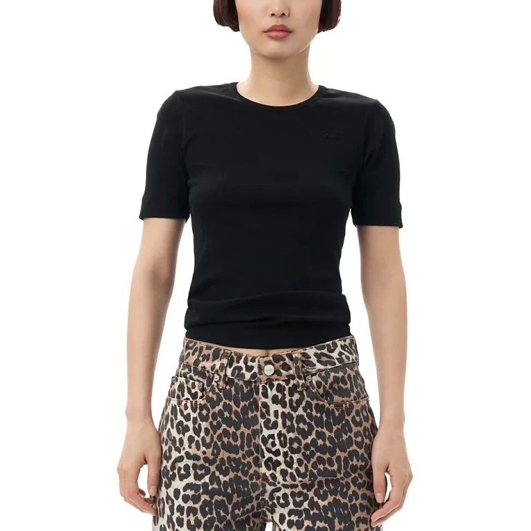 Ganni Soft Ribbed Short Sleeve Tee