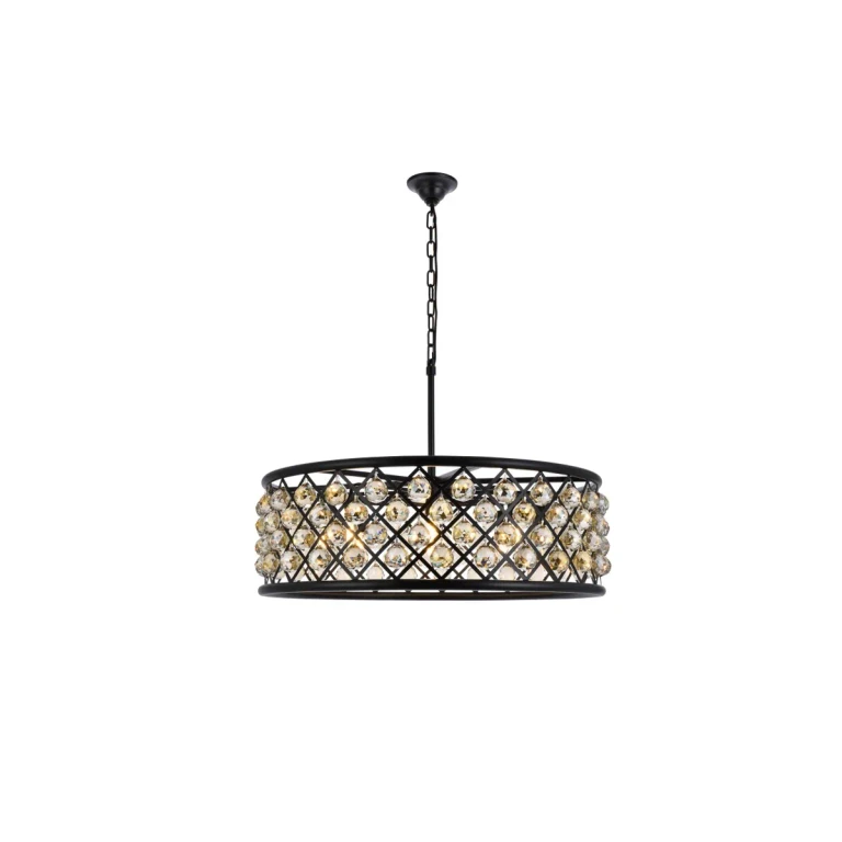 Matte Black Eight Light Chandelier from the Madison Collection