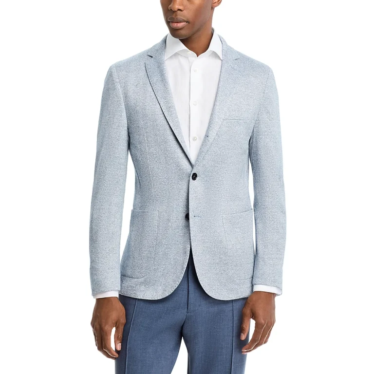 Maurizio Baldassari Linen, Silk, & Cotton Herringbone Jersey Soft Jacket