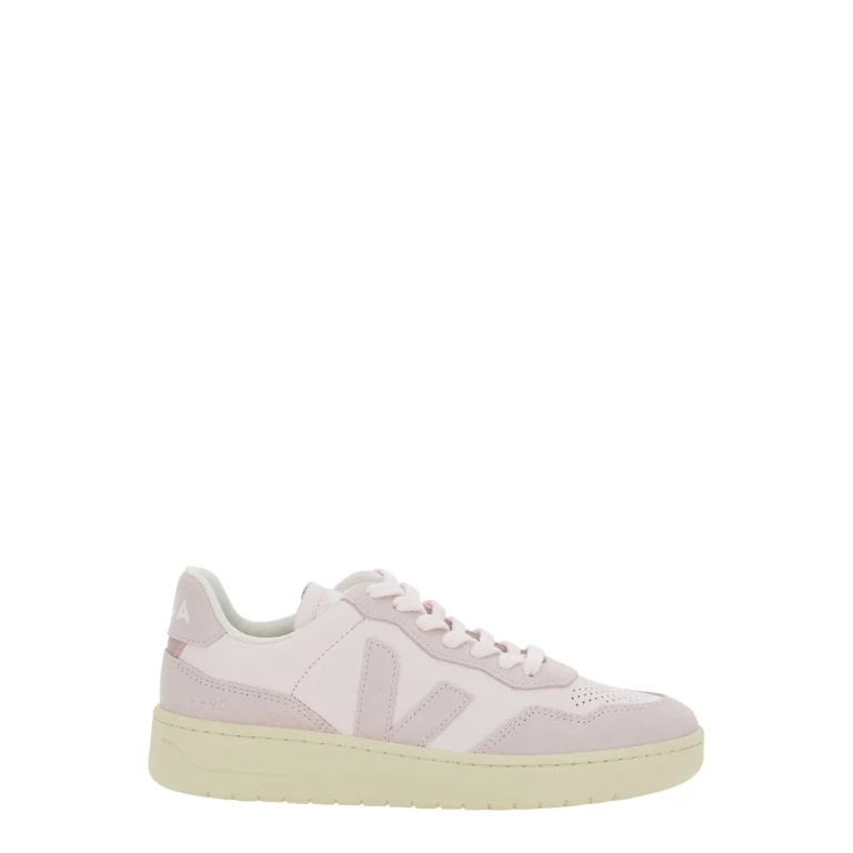 Veja v90 Pink Sneaker With Side Logo And Perforated Toe In Leather Man
