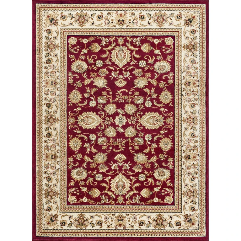 8 x 10 Large Red and Beige Area Rug - Sensation