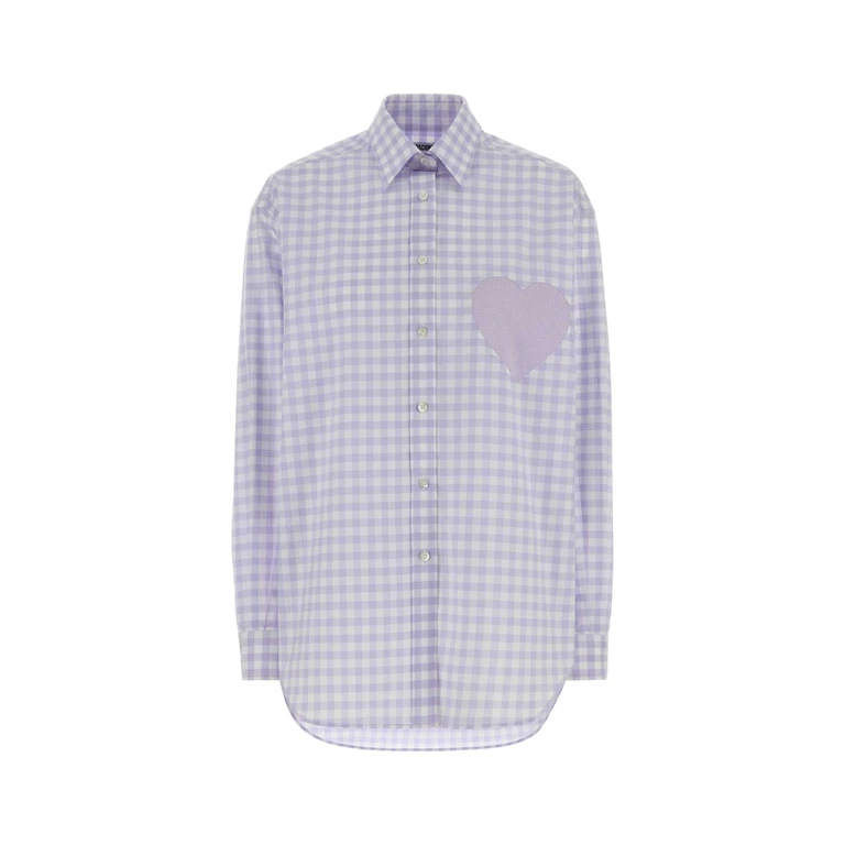 Moschino Embroidered Poplin Oversize Shirt Fantasiaviola Exterior: Cotton Camicie - Women