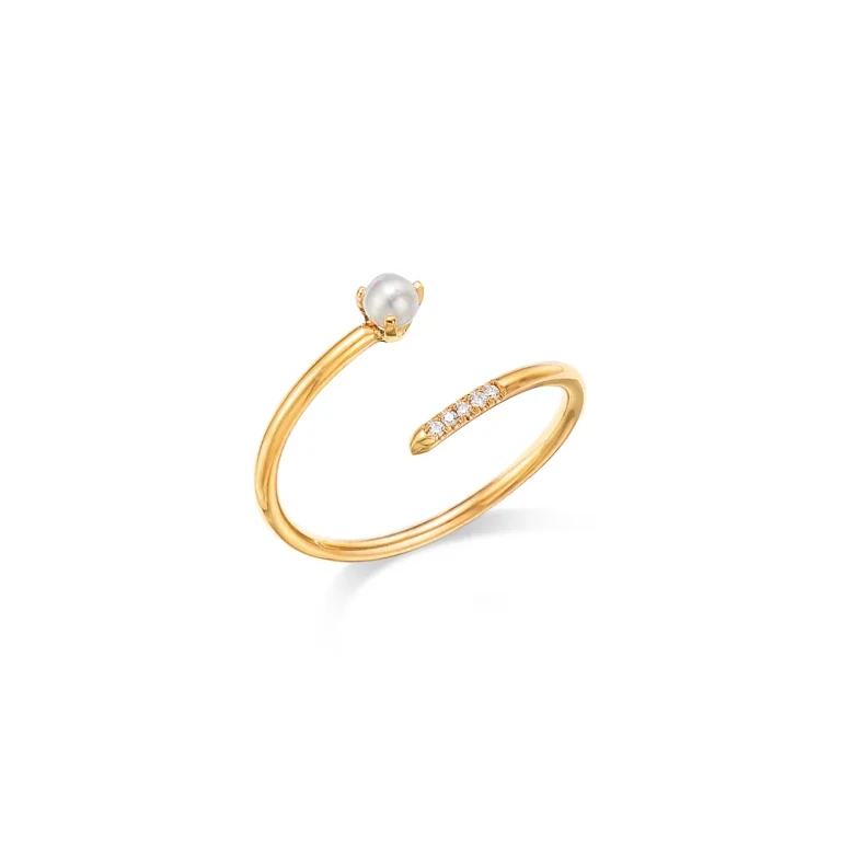 Zoe Chicco 14K Yellow Gold Pearl & Pave Diamond Bypass Ring