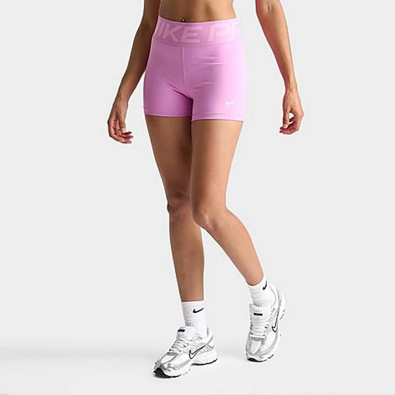 Nike Women's Pro Sculpt High-Waisted 3" Biker Shorts in Light Magenta/White Size: XS